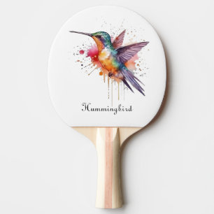 Exotic hummingbird in flight  ping pong paddle