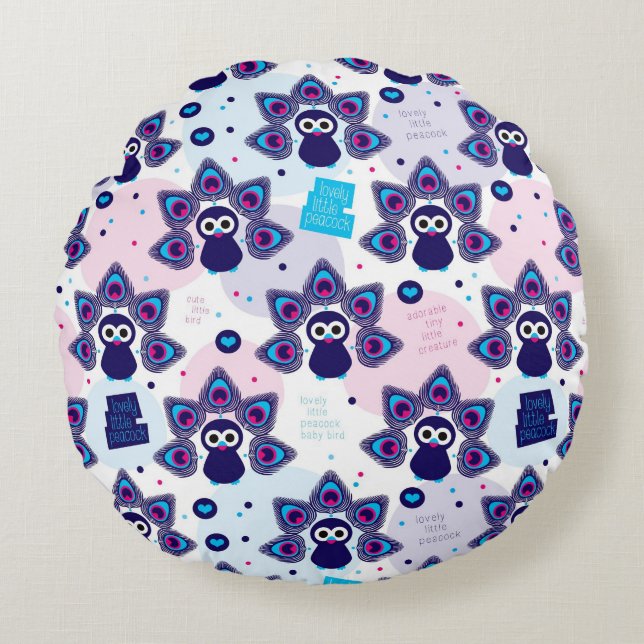 exotic india peacock pattern round cushion (Front)