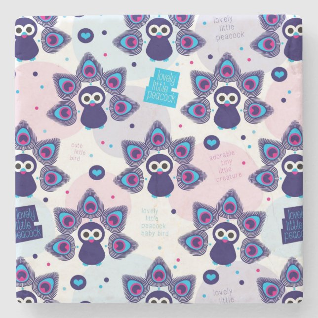 exotic india peacock pattern stone coaster (Front)