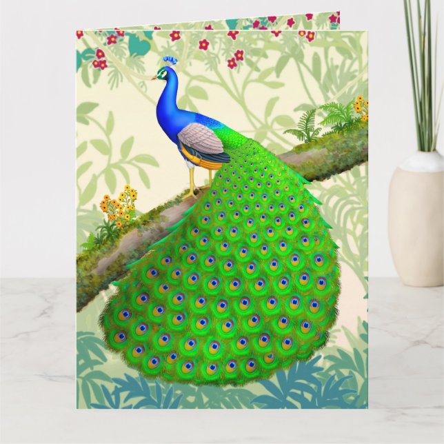 Exotic Indian Blue Peacock Big Greeting Card (Front)