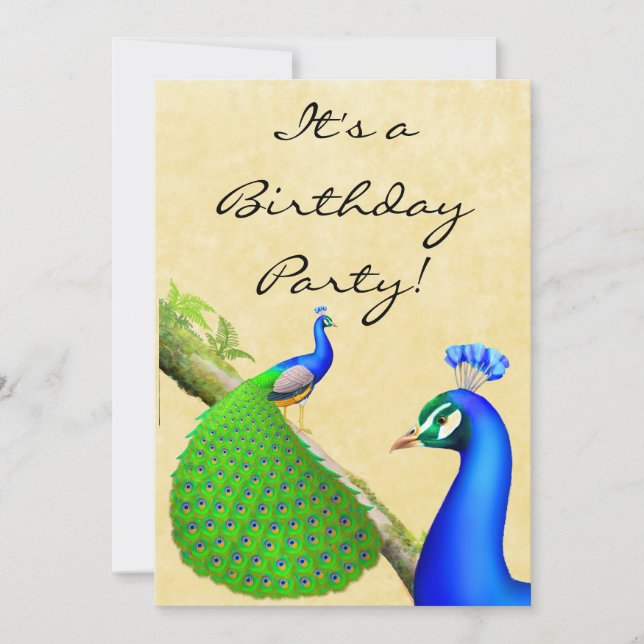 Exotic Indian Peacock Birthday Party Invitation (Front)