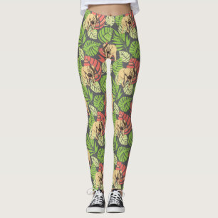 Exotic Jungle Leaves And Elephants 2 Leggings