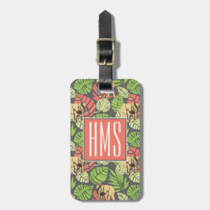 Exotic Jungle Leaves And Elephants Monogram Luggage Tag