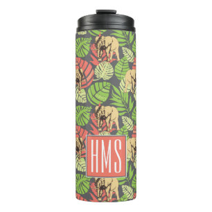 Exotic Jungle Leaves And Elephants Monogram Thermal Tumbler