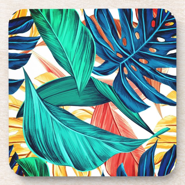 Exotic Leaf Print Coaster (Front)