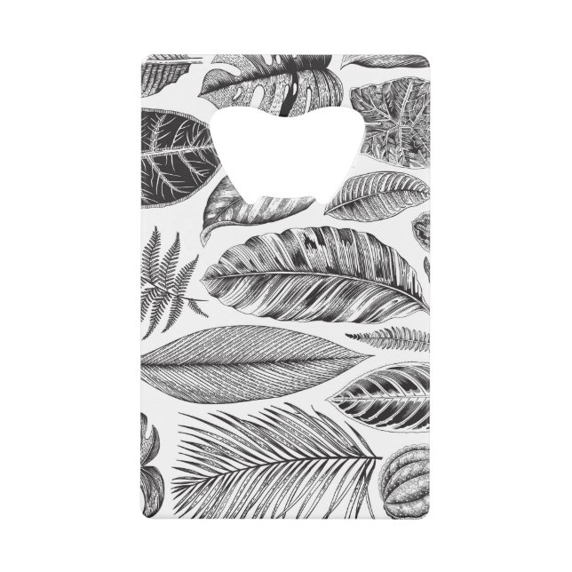 Exotic leaves, vintage floral black and white. (Front)