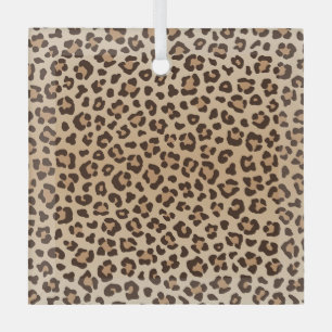 Exotic Leopard print pattern design Glass Tree Decoration