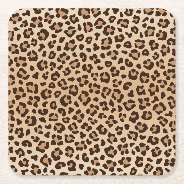 Exotic Leopard print pattern design Square Paper Coaster (Front)
