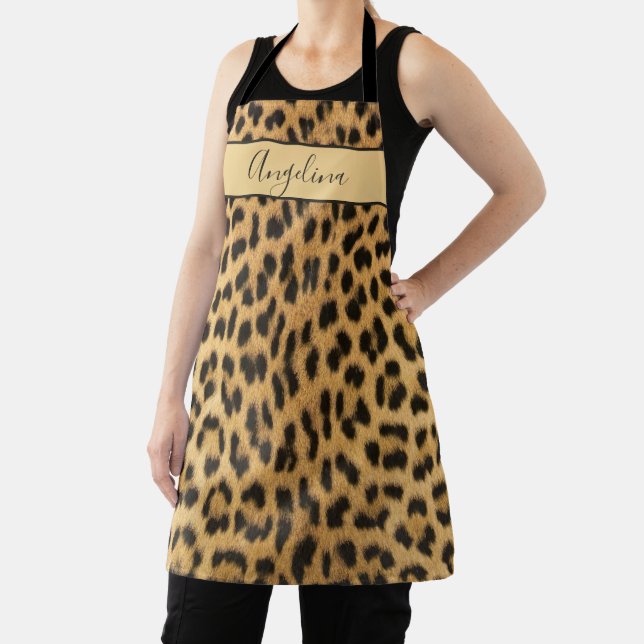 Exotic Leopard Print Pattern Personalised Apron (Insitu)