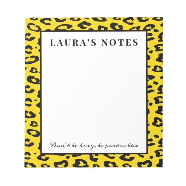 Exotic leopard wild animal print custom name notepad (Front)