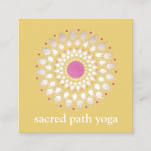 Exotic Lotus Yellow Floral Wellness Therapist Square Business Card