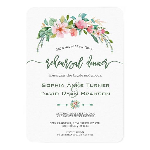 Image of Exotic Luau Tropical Floral Rehearsal Dinner Invitation