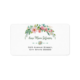 Exotic Luau Tropical Watercolor Floral Wedding Label