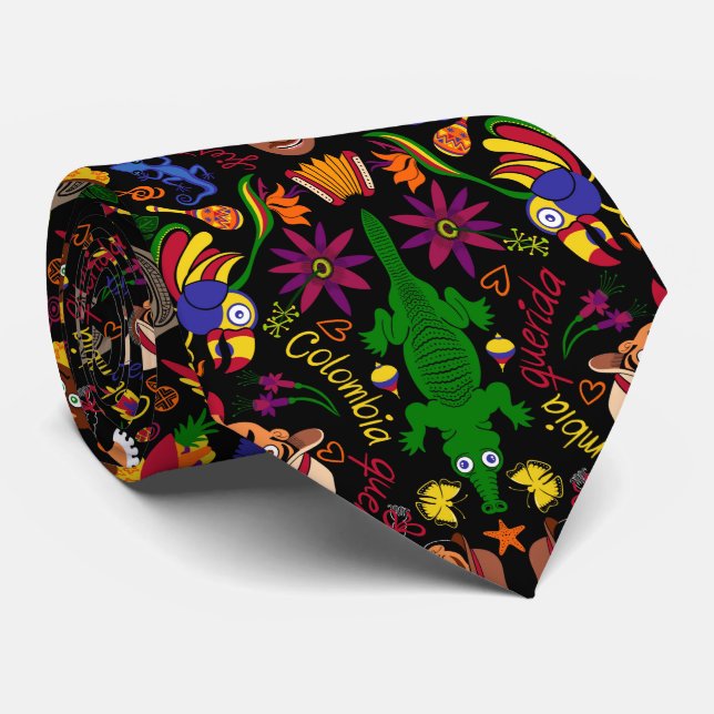 Exotic, magic and charming Colombia pattern design Tie (Rolled)