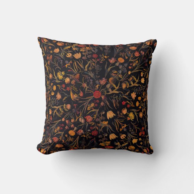 Exotic Midnight Floral Garden Cushion (Front)