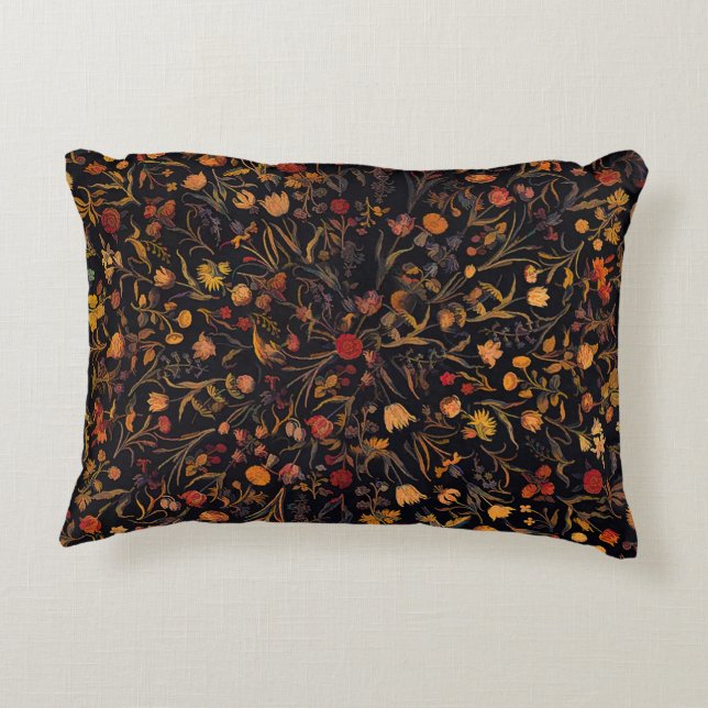 Exotic Midnight Floral Garden Decorative Cushion (Back)