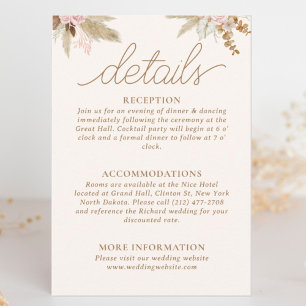Exotic Modern Boho Tropical Wedding Enclosure Card