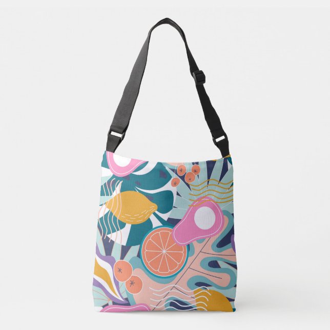 Exotic, modern jungle collage. crossbody bag (Front)