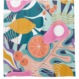 Exotic, modern jungle collage. shower curtain