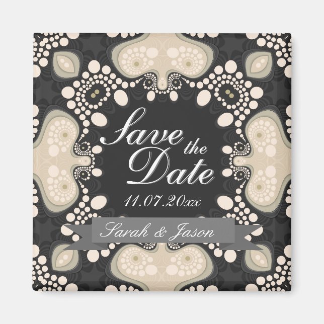 Exotic Modern Tribal Save the Date Wedding Magnet (Front)