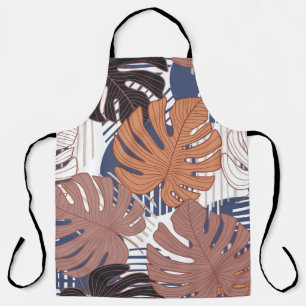 Exotic monstera leaves, vintage tropical. apron