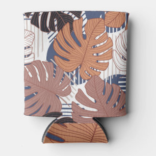 Exotic monstera leaves, vintage tropical. can cooler