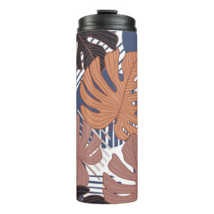 Exotic monstera leaves, vintage tropical. thermal tumbler