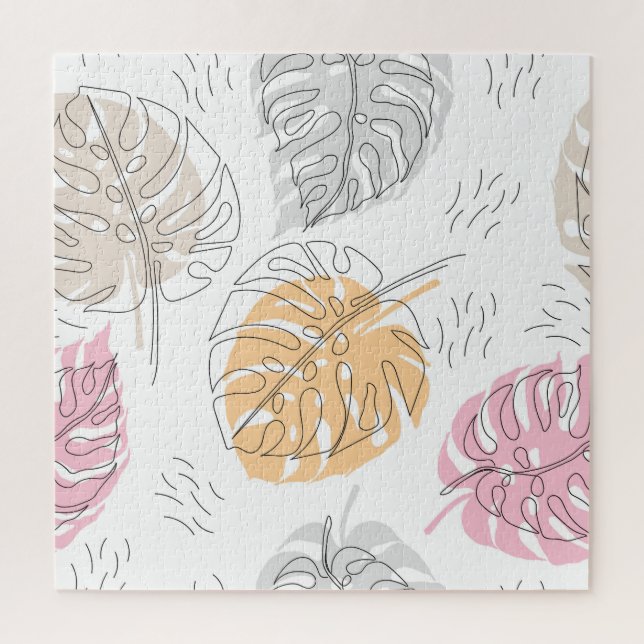 Exotic Monstera Line Drawing Art Jigsaw Puzzle (Vertical)