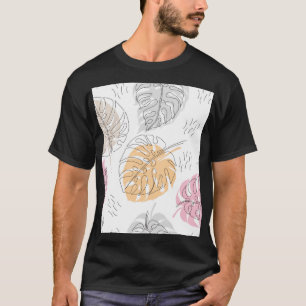 Exotic Monstera Line Drawing Art T-Shirt