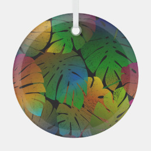 Exotic Monstera: Palm Leaves Vintage Glass Tree Decoration