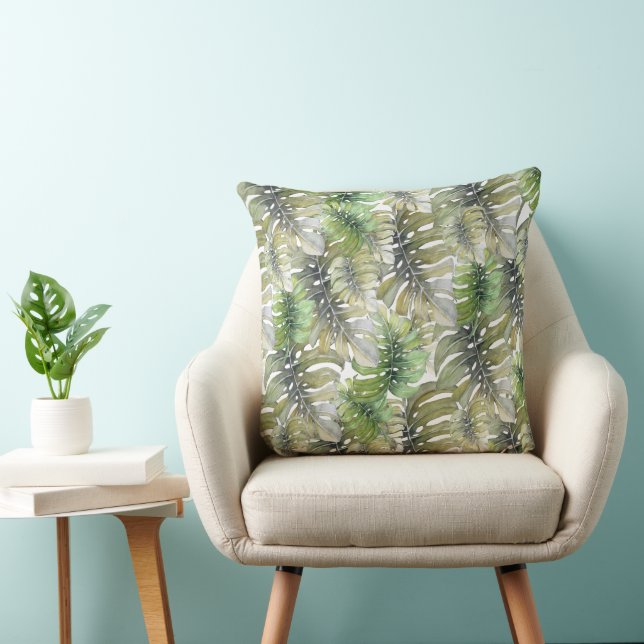 Exotic Monstera Palm Pastel Pattern Cushion (Chair)