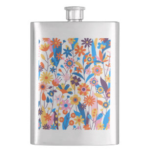 Exotic Multicolored Floral Background-32939 Hip Flask