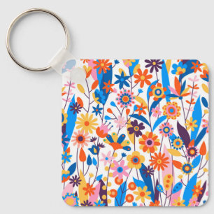 Exotic Multicolored Floral Background-32939 Key Ring