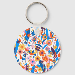 Exotic Multicolored Floral Background-32939 Key Ring