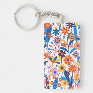 Exotic Multicolored Floral Background-32939 Key Ring