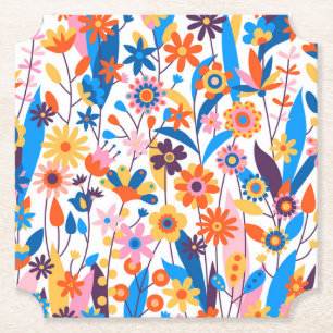 Exotic Multicolored Floral Background-32939 Paper Coaster