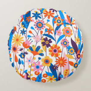 Exotic Multicolored Floral Background-32939 Round Cushion