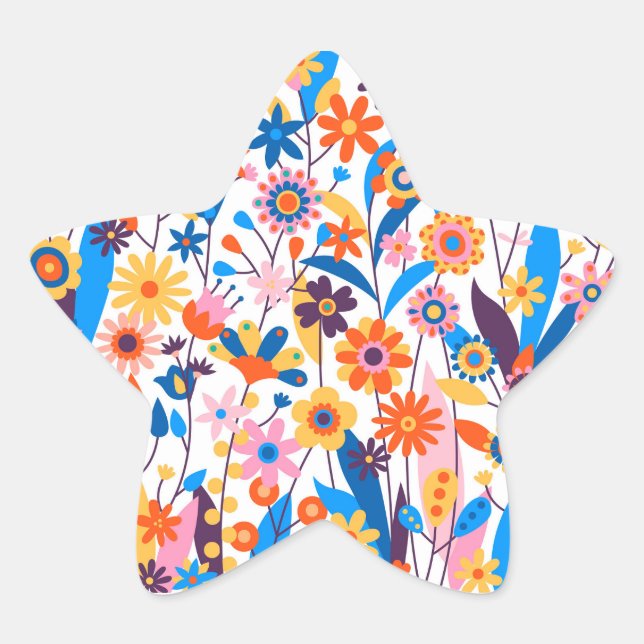 Exotic Multicolored Floral Background-32939 Star Sticker (Front)