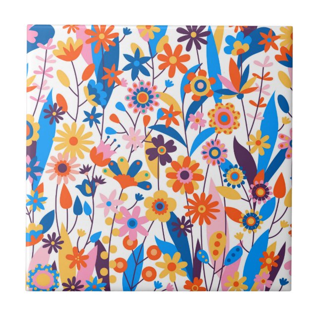 Exotic Multicolored Floral Background-32939 Tile (Front)