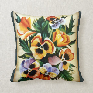Exotic Multicolored Pansies Cushion