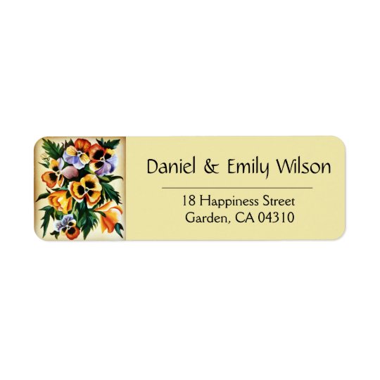 Exotic Multicolored Pansies Return Address Label
