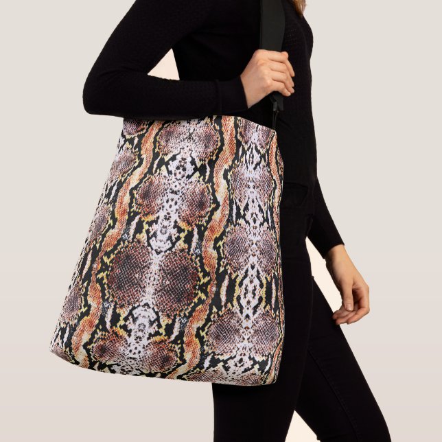 Exotic Natural Acid Wash Boa Constrictor Snakeskin Crossbody Bag (Close Up)