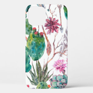 Exotic natural vintage watercolor seamless pattern iPhone 12 case