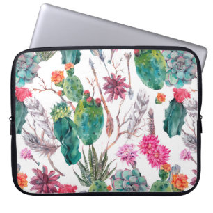 Exotic natural vintage watercolor seamless pattern laptop sleeve