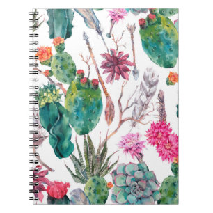 Exotic natural vintage watercolor seamless pattern notebook