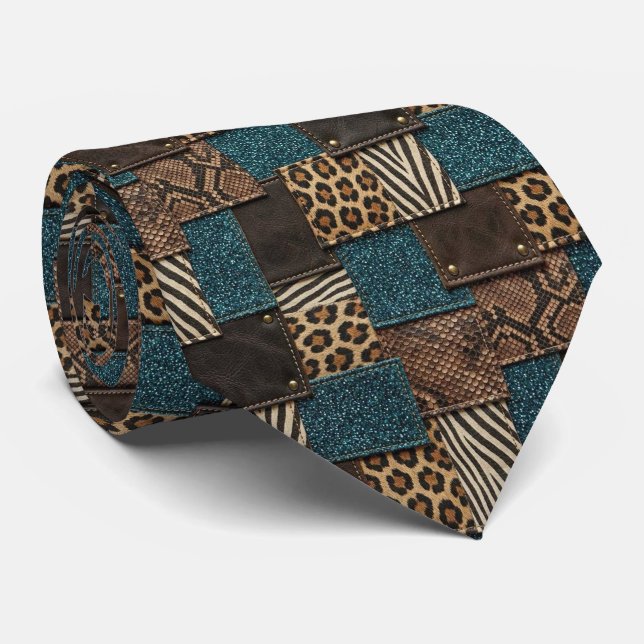 Exotic Neck Tie | Wild African Animal Pattern  (Rolled)