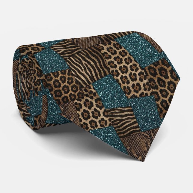 Exotic Neck Tie | Wild African Animal Pattern  (Rolled)