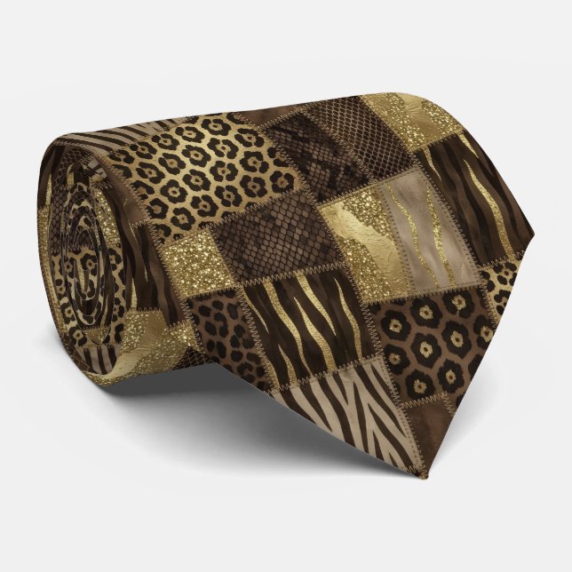 Exotic Neck Tie | Wild African Animal Pattern  (Rolled)