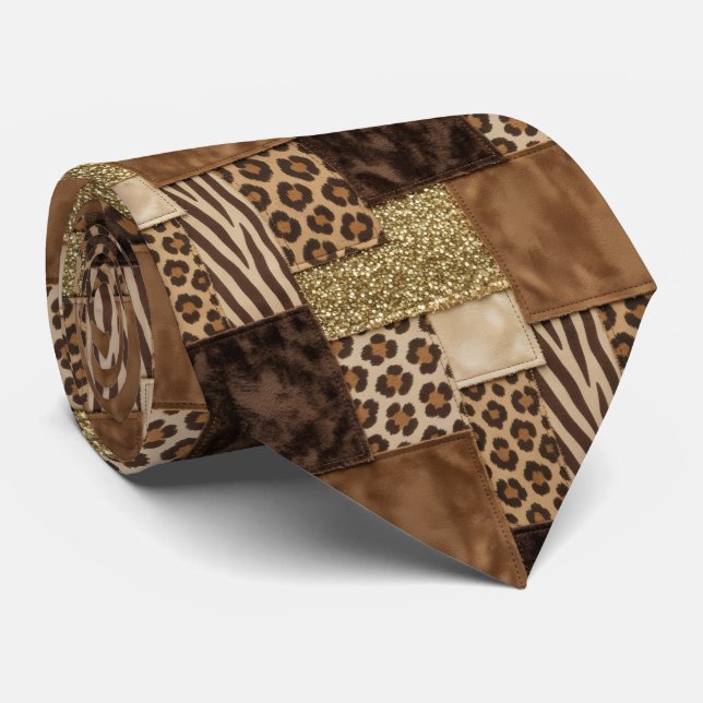 Exotic Neck Tie | Wild African Animal Pattern  (Rolled)