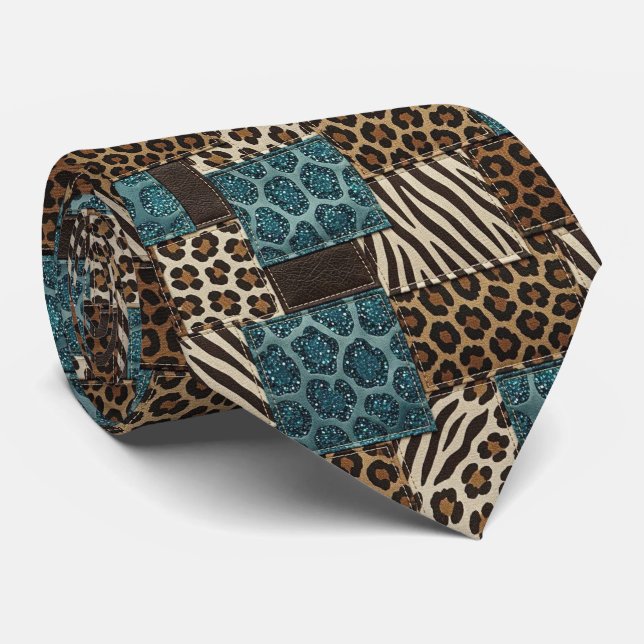 Exotic Neck Tie | Wild African Animal Pattern  (Rolled)